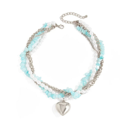 Serena Turquoise Heart Pearl Necklace