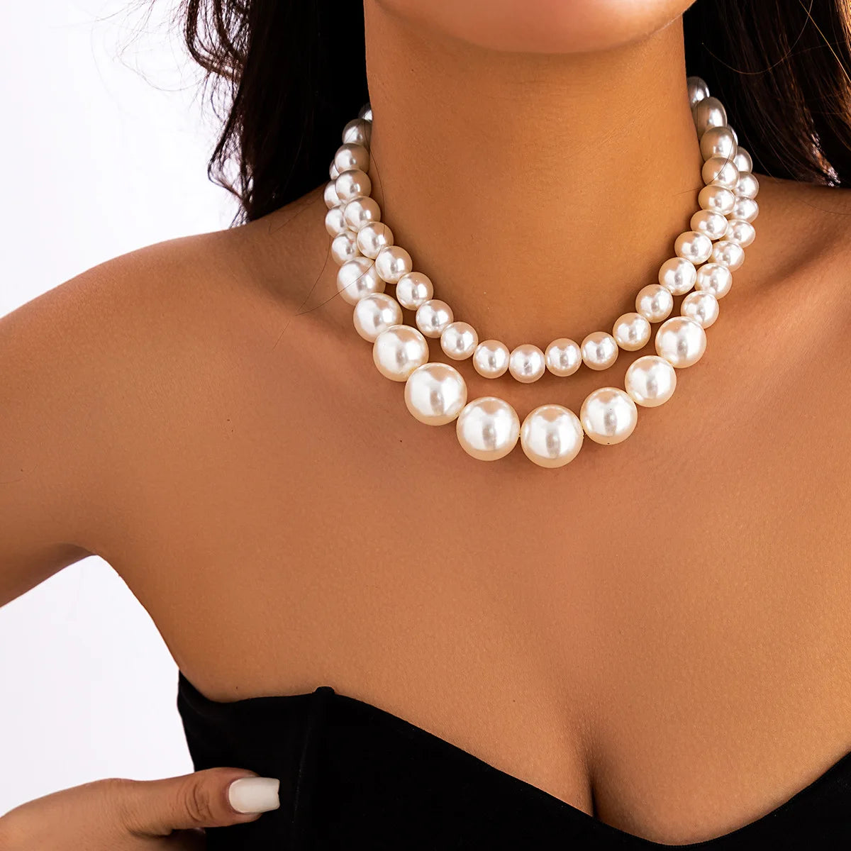 Valora Double-Layer Pearl Statement Necklace