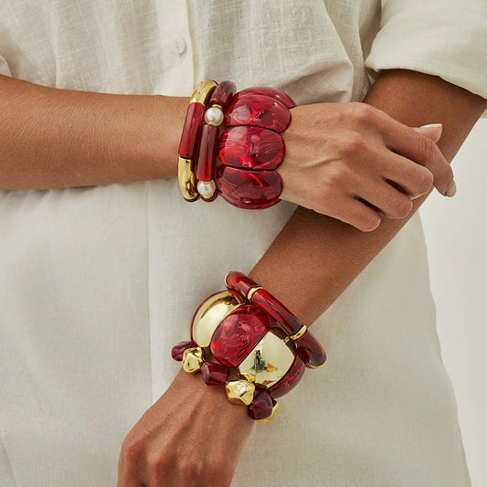 Ravelle Red Resin Bangle Collection (6 Styles)