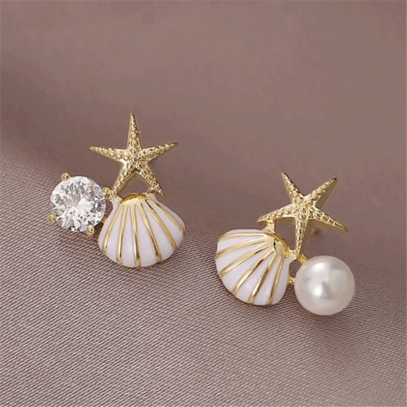 Lunara Asymmetric Starfish Stud Earrings