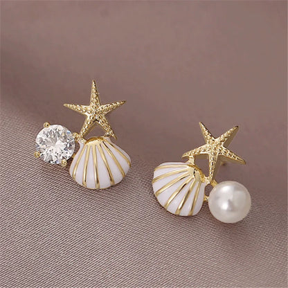 Lunara Asymmetric Starfish Stud Earrings