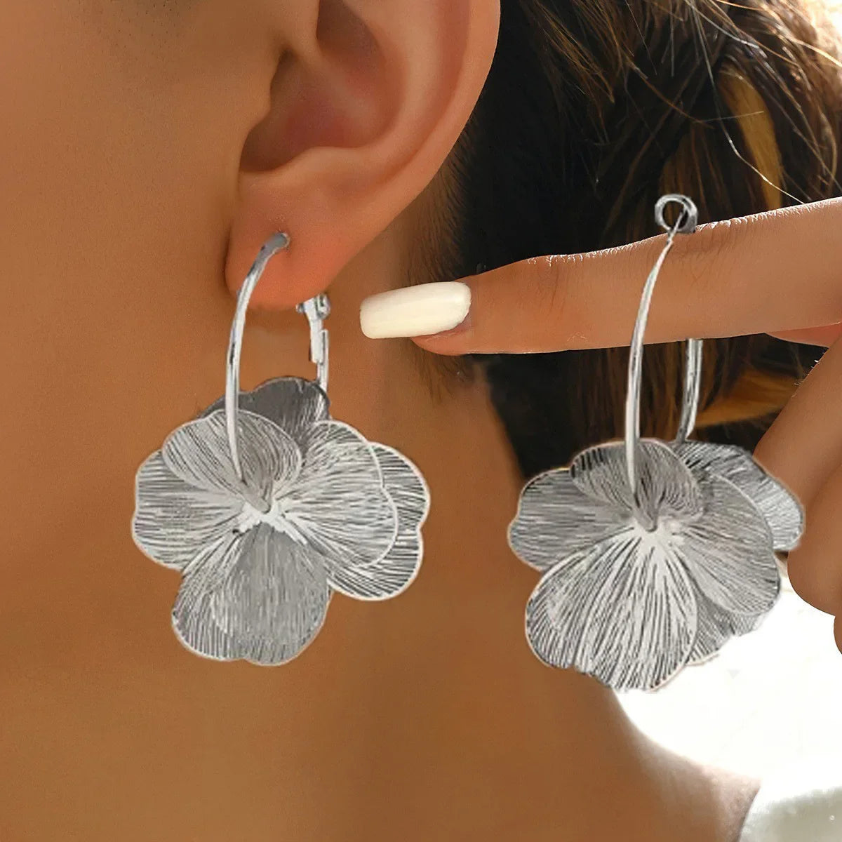 Elara Double-Layer Floral Drop Earrings