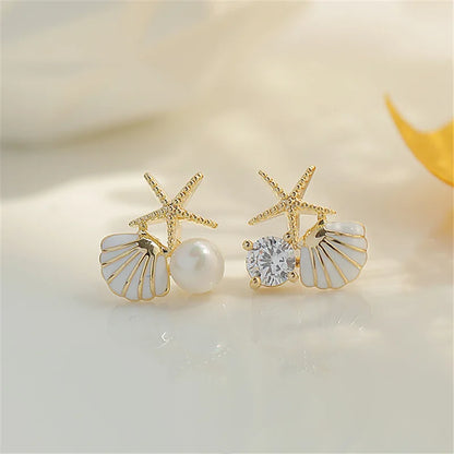Lunara Asymmetric Starfish Stud Earrings