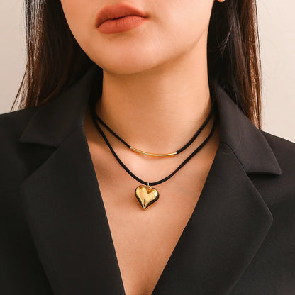 Velina Double Layer Heart Choker Necklace