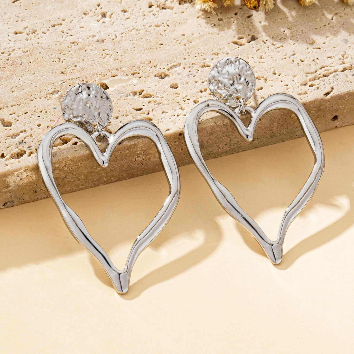 Amora Sculpted Heart Statement Earrings
