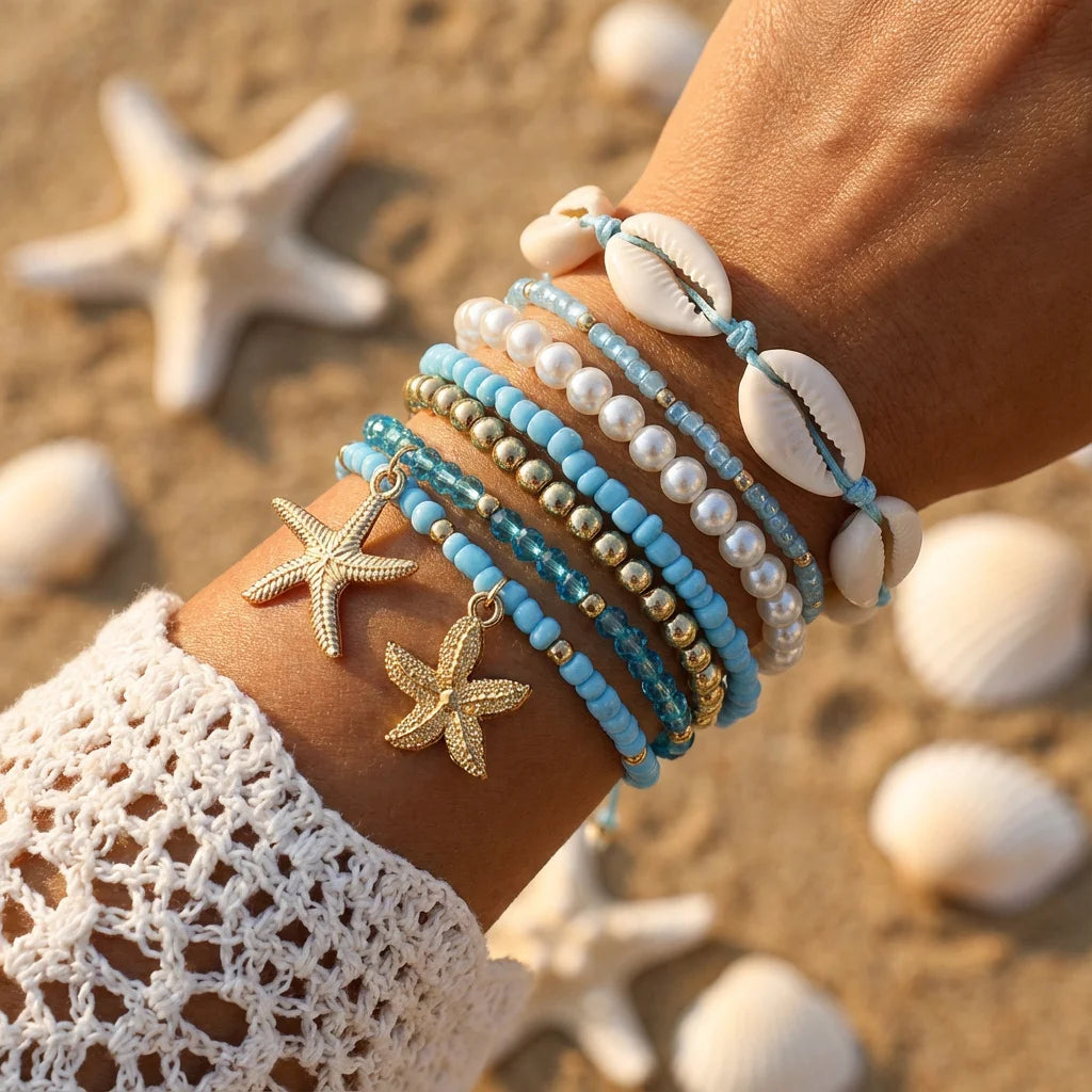Solara Ocean Charm Bracelet Set (7-Piece)