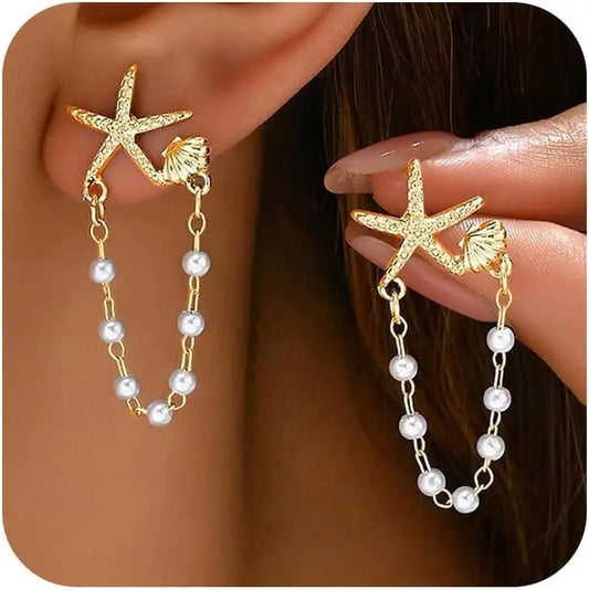 Solara Gold Starfish Drop Earrings