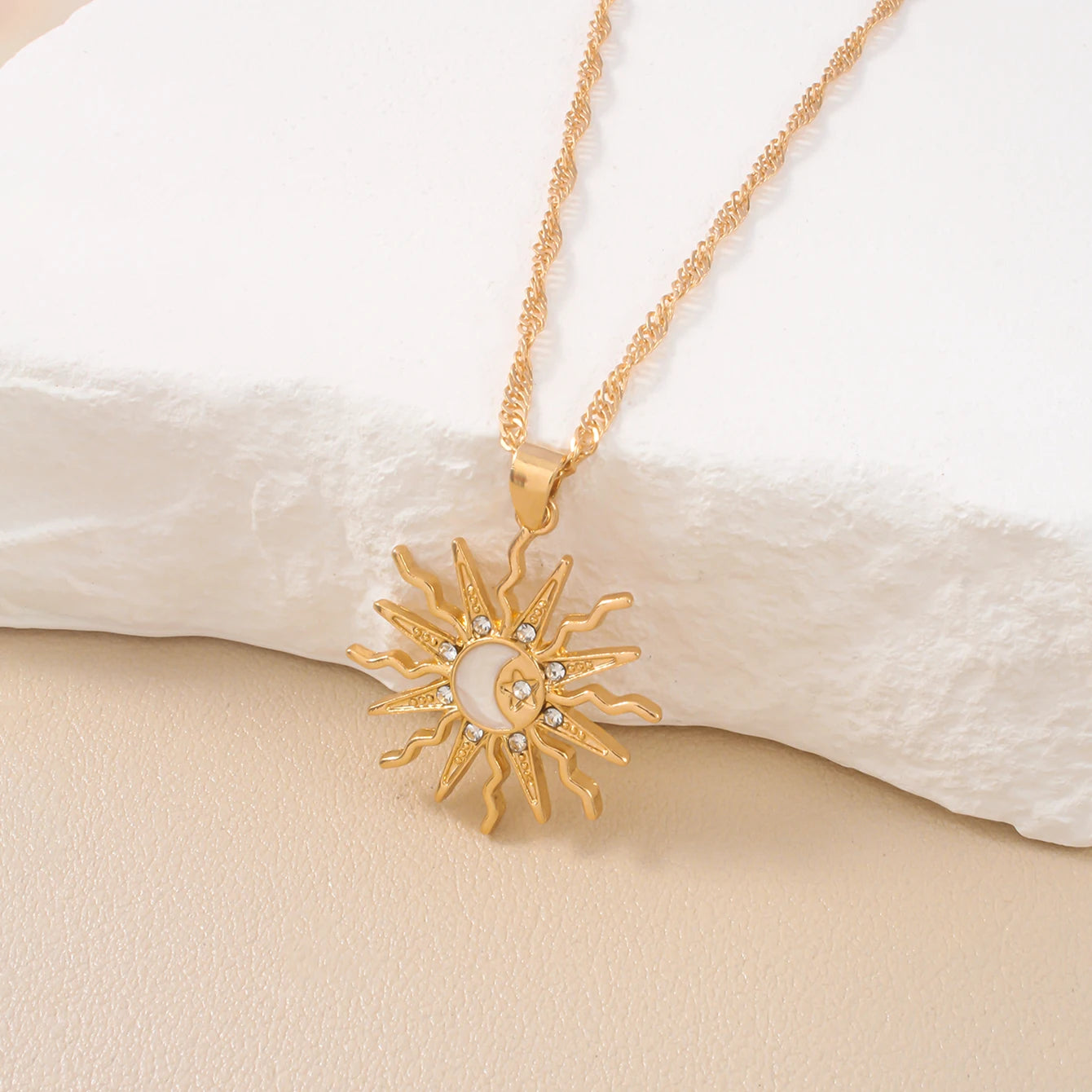 Solstice Celestial Sun & Moon Pendant Necklace