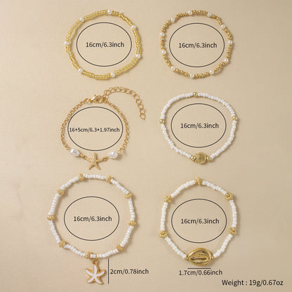 Maris Shell Charm Stacked Bracelet Set