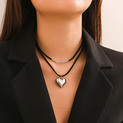Velina Double Layer Heart Choker Necklace