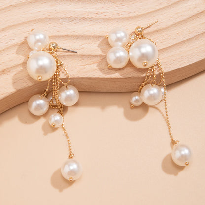 Celestia Pearl Tassel Drop Earrings