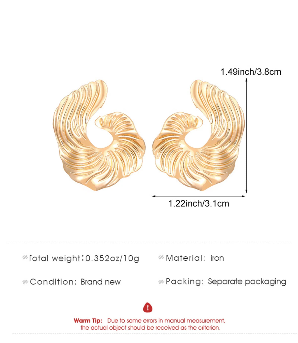 Vexa Sculpted Metal Stud Earrings