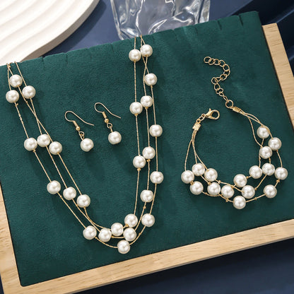 Aurielle Pearl Jewelry Set (Necklace, Bracelet & Earrings)