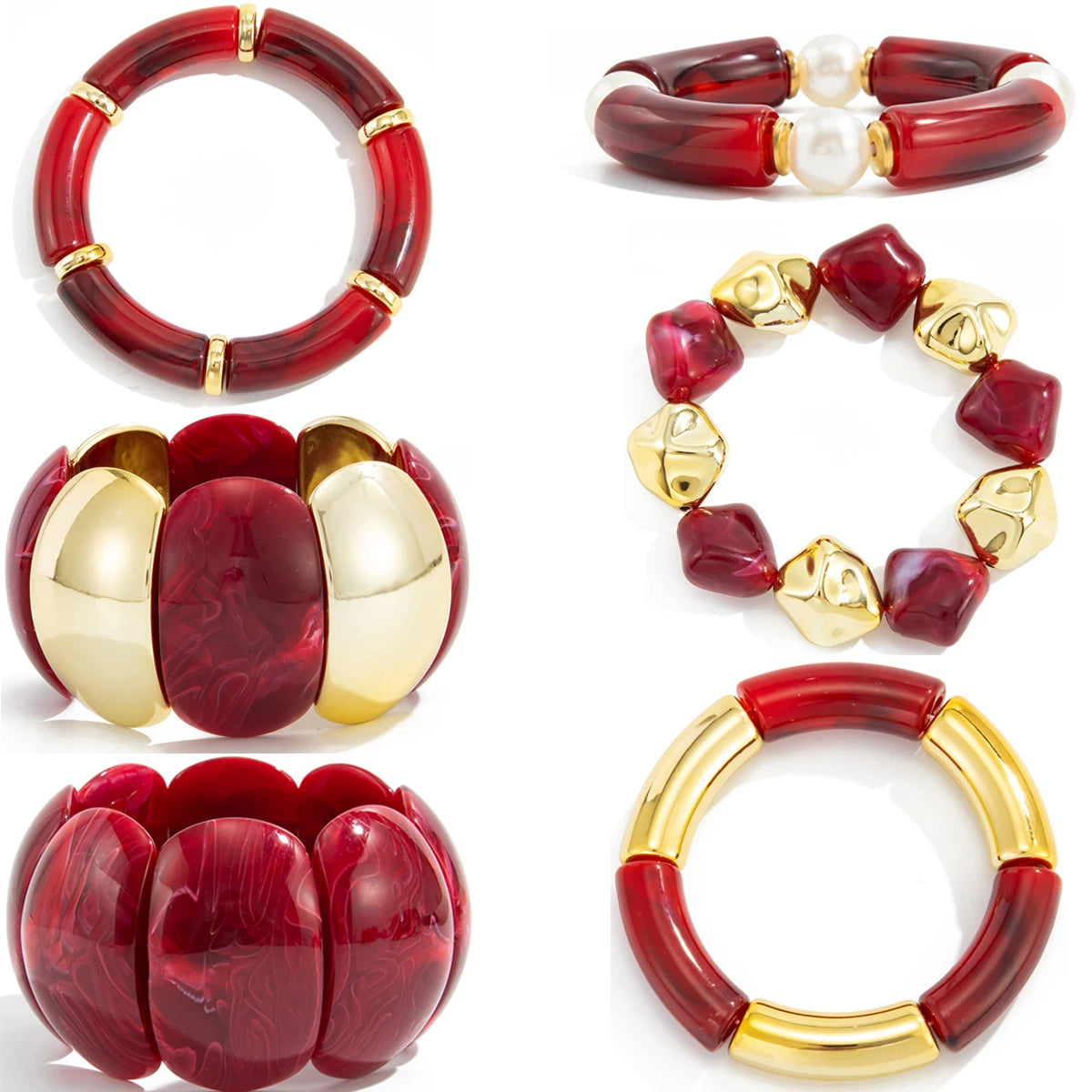 Ravelle Red Resin Bangle Collection (6 Styles)