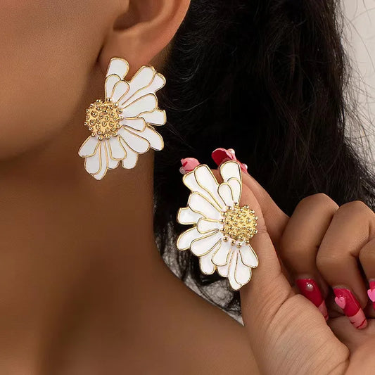 Virelle Enamel Bloom Statement Earrings