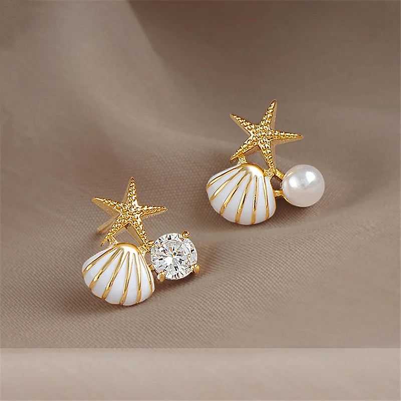 Lunara Asymmetric Starfish Stud Earrings