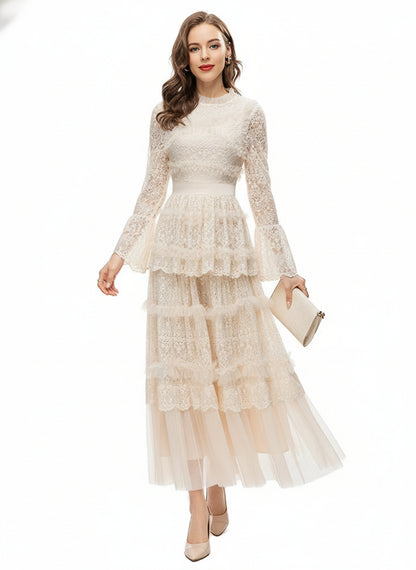 Penelope Lace Ruffle Maxi Dress