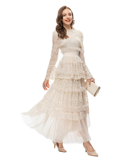 Penelope Lace Ruffle Maxi Dress