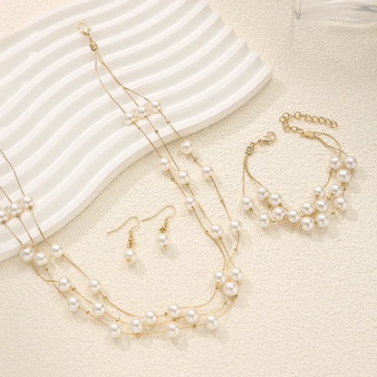 Aurielle Pearl Jewelry Set (Necklace, Bracelet & Earrings)