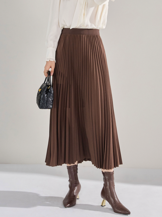High-Waisted Pleated Midi Skirt – Elegant & Everyday Comfort