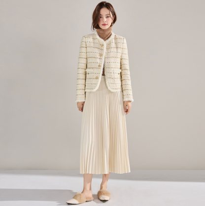 High-Waisted Pleated Midi Skirt – Elegant & Everyday Comfort