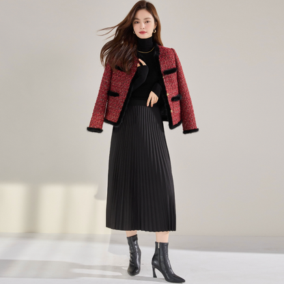 High-Waisted Pleated Midi Skirt – Elegant & Everyday Comfort