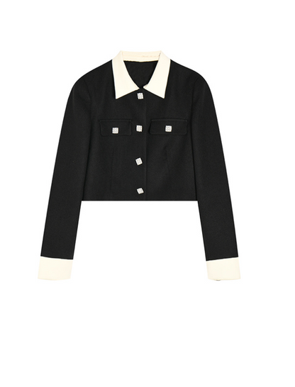 Elegant Contrast-Trim Mermaid Skirt Blazer Set
