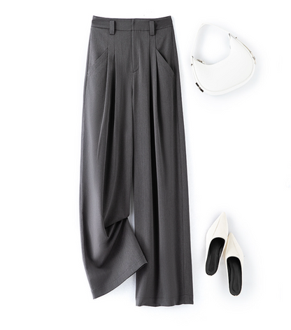 High-Waisted Wide-Leg Classic Trousers