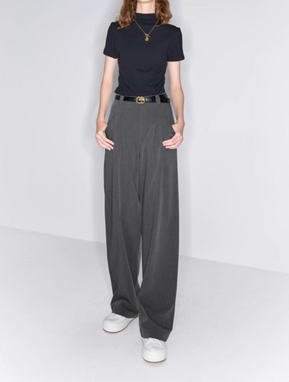 High-Waisted Wide-Leg Classic Trousers