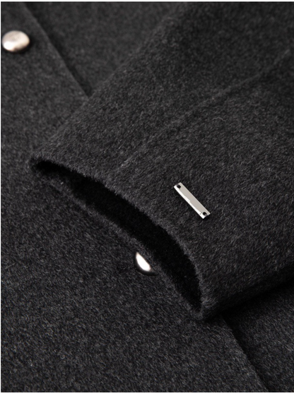 Short Wool Blend Round-Neck Jacket