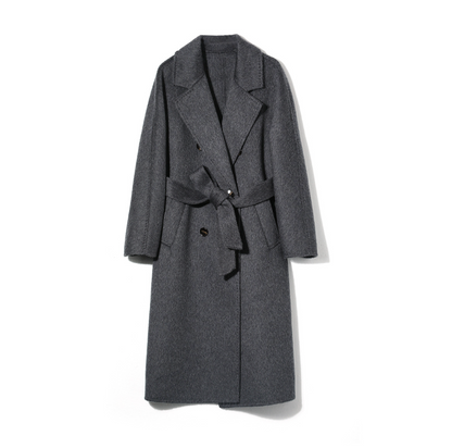 Classic Long Wool-Alpaca Coat – Double-Breasted British Style