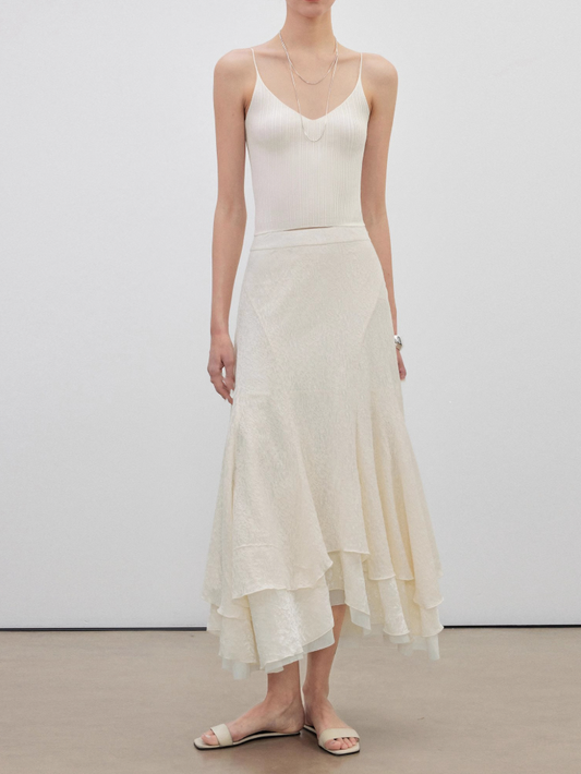 Asymmetrical Velvet Mermaid Skirt with Lace Trim