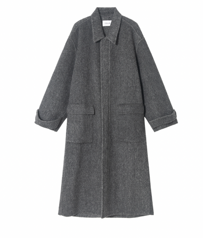 100% Wool Long Zip Coat – Timeless Warmth and Refined Simplicity
