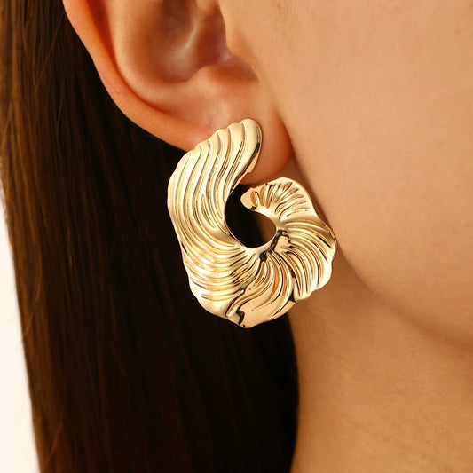 Vexa Sculpted Metal Stud Earrings