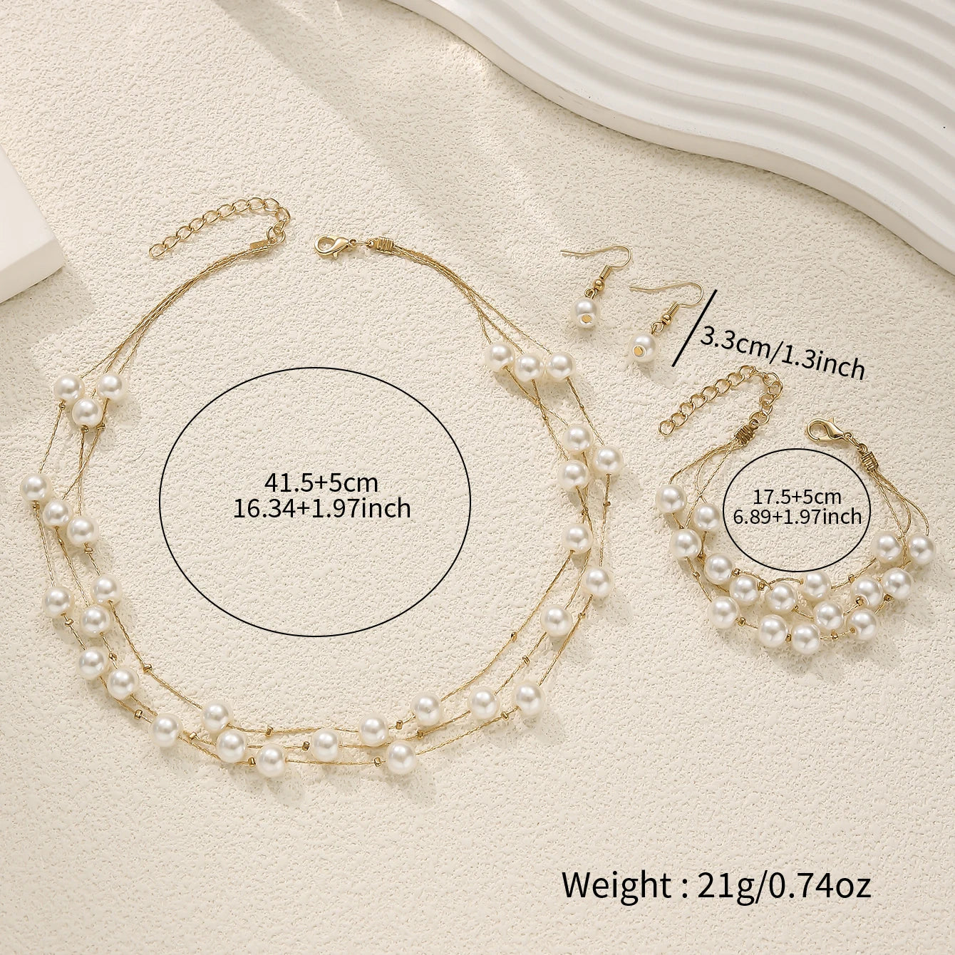 Aurielle Pearl Jewelry Set (Necklace, Bracelet & Earrings)
