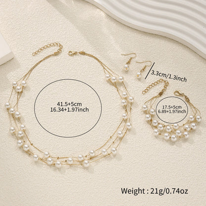 Aurielle Pearl Jewelry Set (Necklace, Bracelet & Earrings)