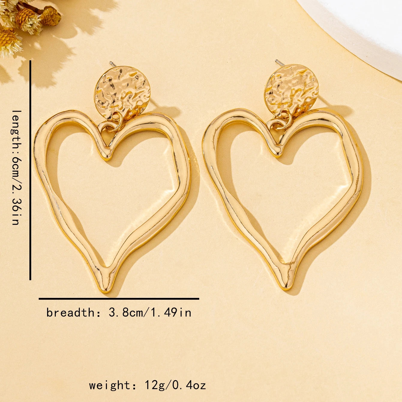 Amora Sculpted Heart Statement Earrings