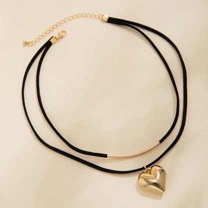 Velina Double Layer Heart Choker Necklace