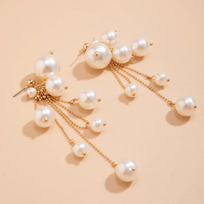 Celestia Pearl Tassel Drop Earrings