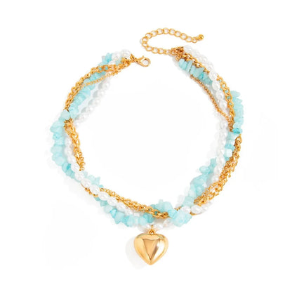 Serena Turquoise Heart Pearl Necklace