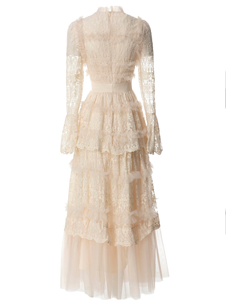 Penelope Lace Ruffle Maxi Dress