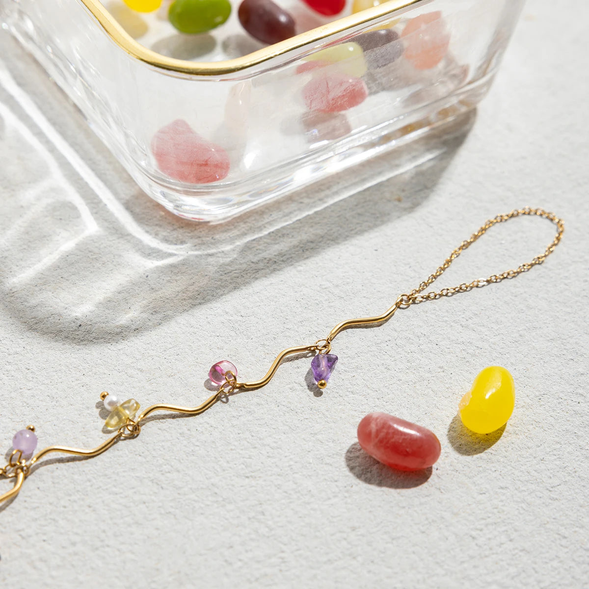 Zora Gold Crystal Hand Chain Bracelet