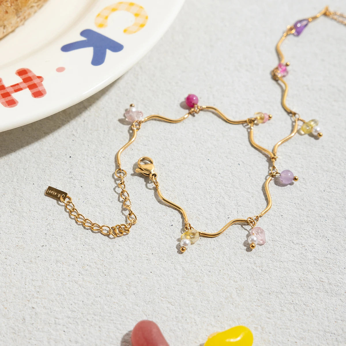 Zora Gold Crystal Hand Chain Bracelet