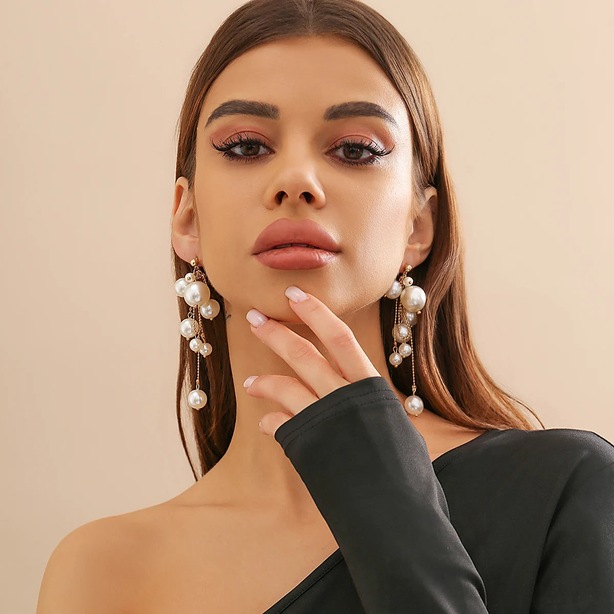 Celestia Pearl Tassel Drop Earrings