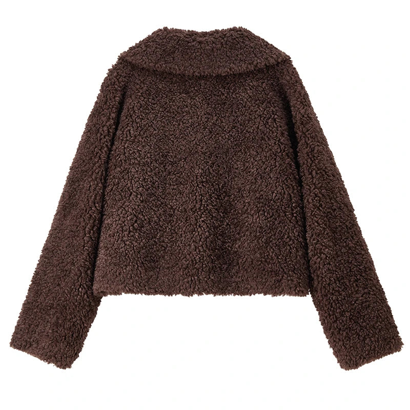 Granular Velvet Oversized Winter Coat – Coffee Brown