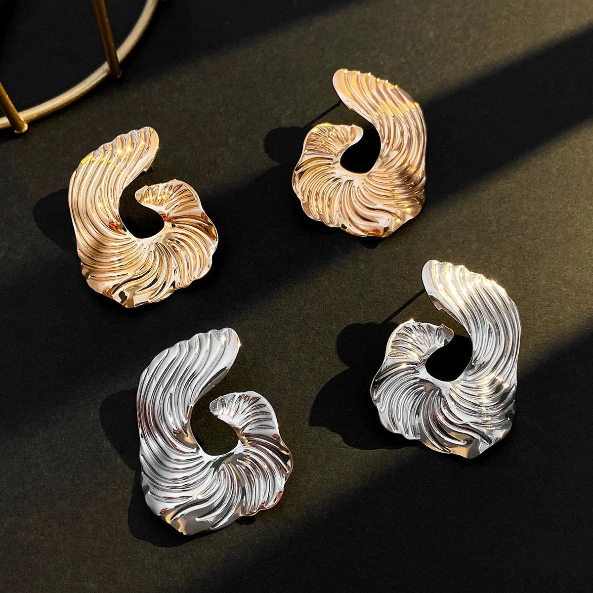 Vexa Sculpted Metal Stud Earrings