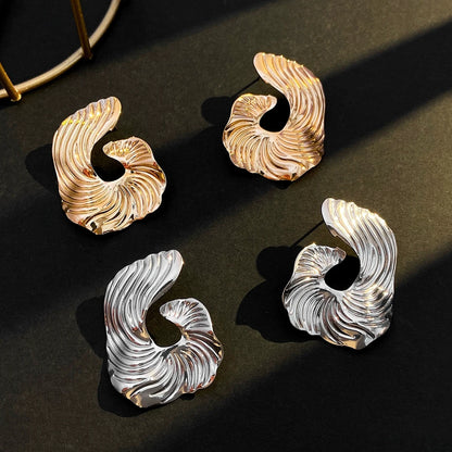Vexa Sculpted Metal Stud Earrings