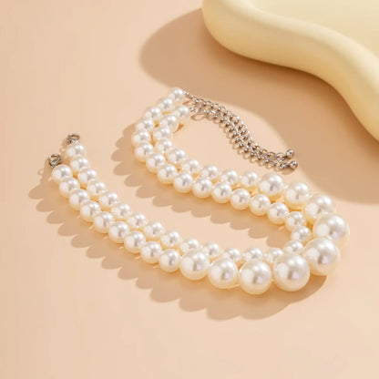 Valora Double-Layer Pearl Statement Necklace