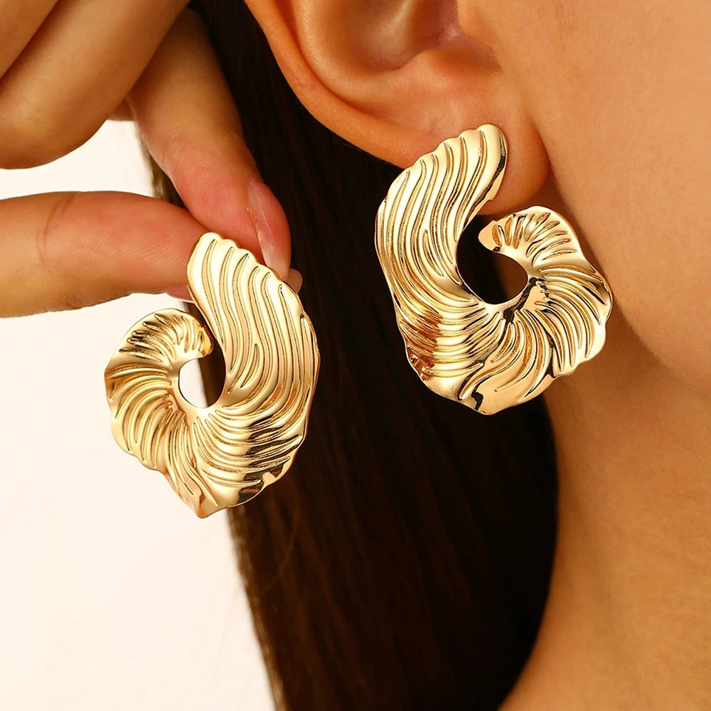 Vexa Sculpted Metal Stud Earrings