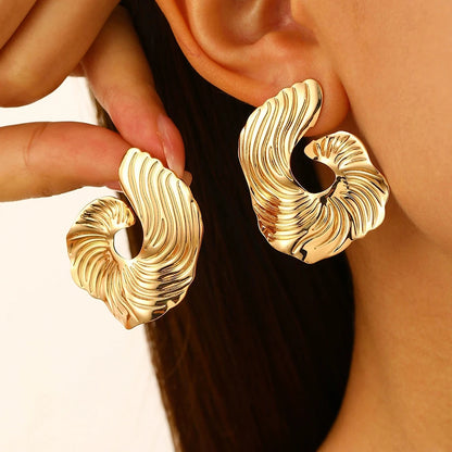 Vexa Sculpted Metal Stud Earrings
